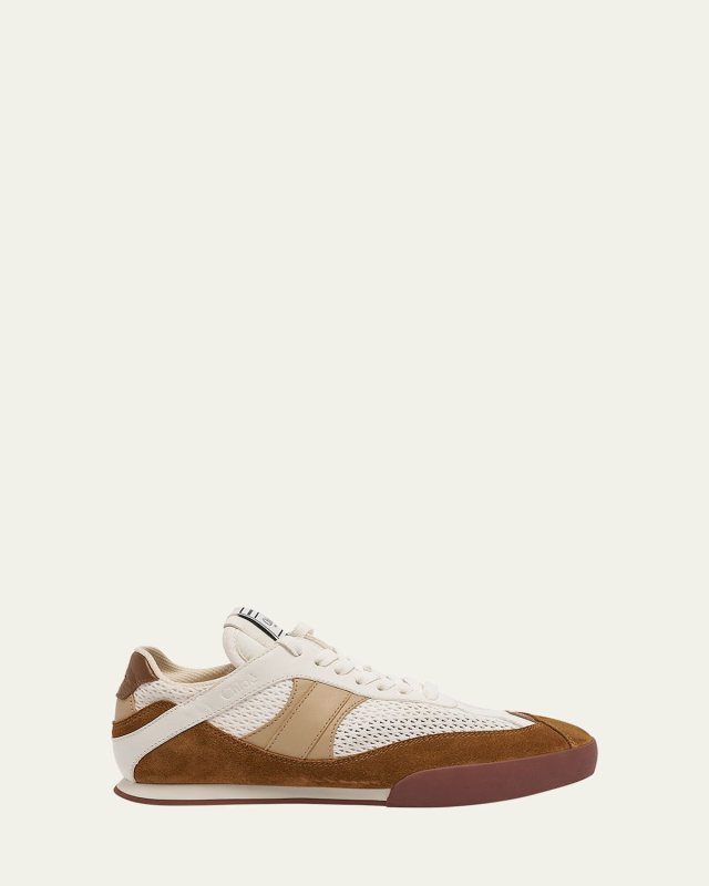 Kick Mesh and Leather Low-Top Sneakers